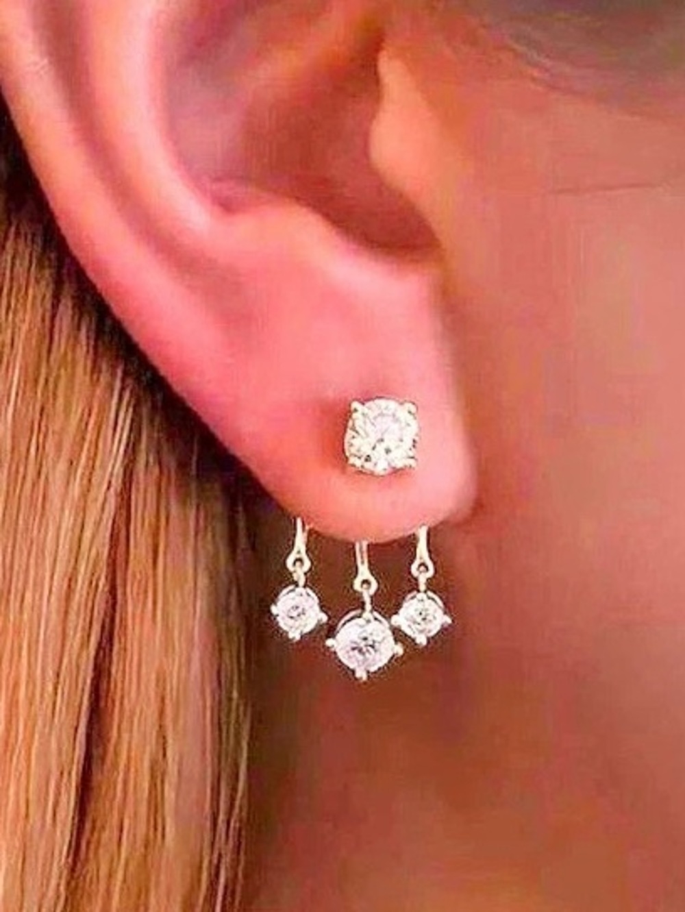 Crystal Drop Earrings in Silver
